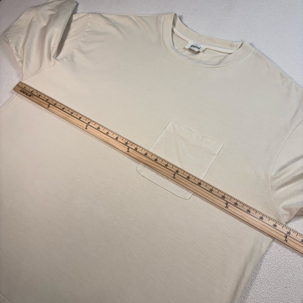Elwood Vintage-Inspired Single Stitch T-Shirt Men's L Off-White Organic Cotton - Picture 11 of 16